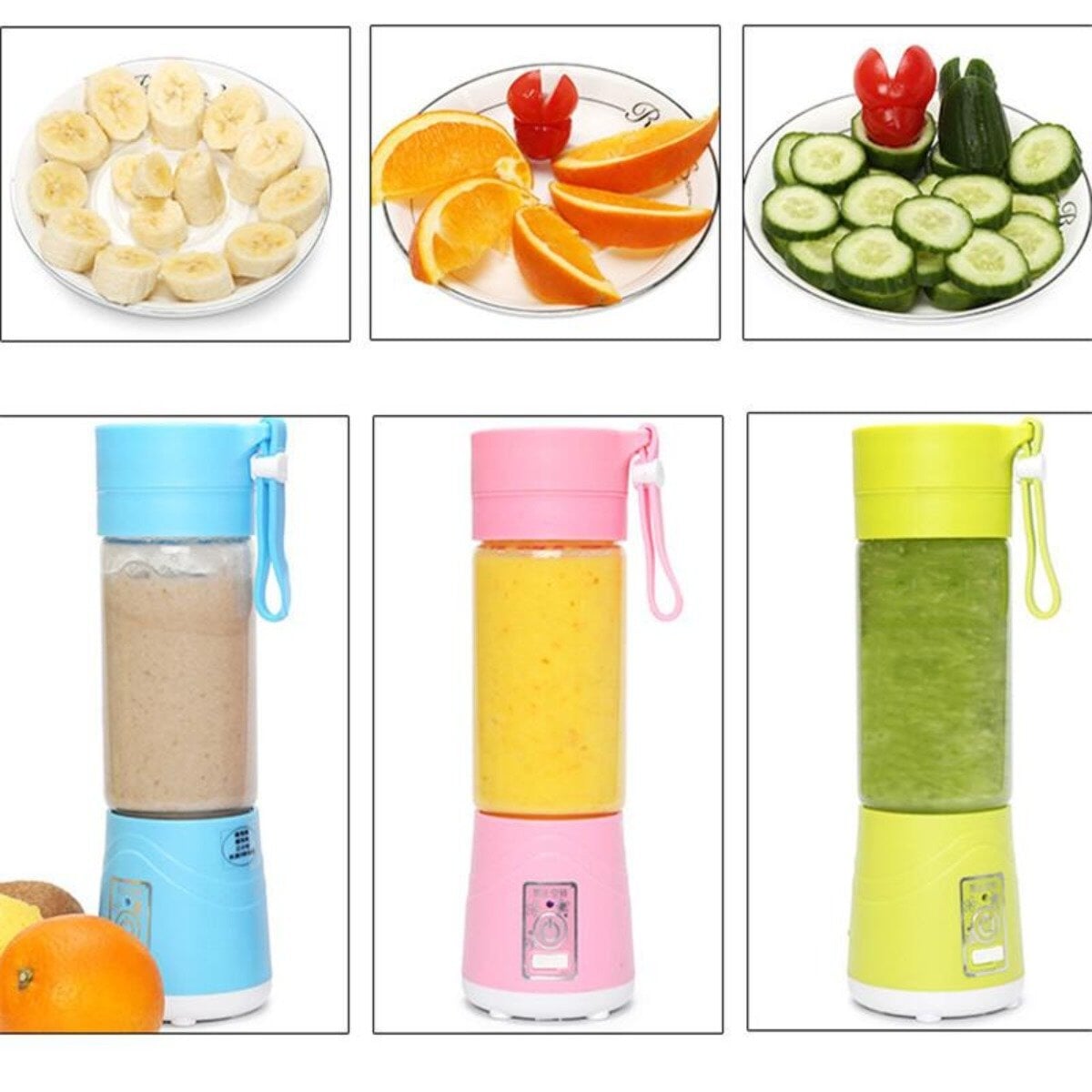 Portable USB Electric Fruit Juice Blender Deluxe Version with 6 Blades Kitchen Yellow Pandora 